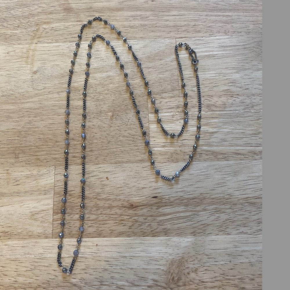 Chan Luu Sterling Silver Pyrite and Mystic Labradorite Necklace